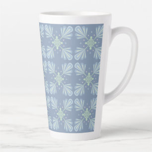 Blue Floral Abstract Pattern Latte Mug