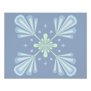 Blue Floral Abstract Pattern Photo Print