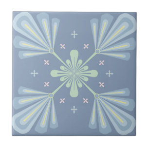 Blue Floral Abstract Pattern Tile