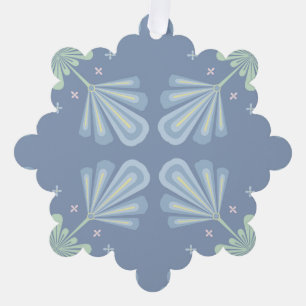 Blue Floral Abstract Pattern Tree Decoration Card