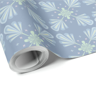 Blue Floral Abstract Pattern Wrapping Paper