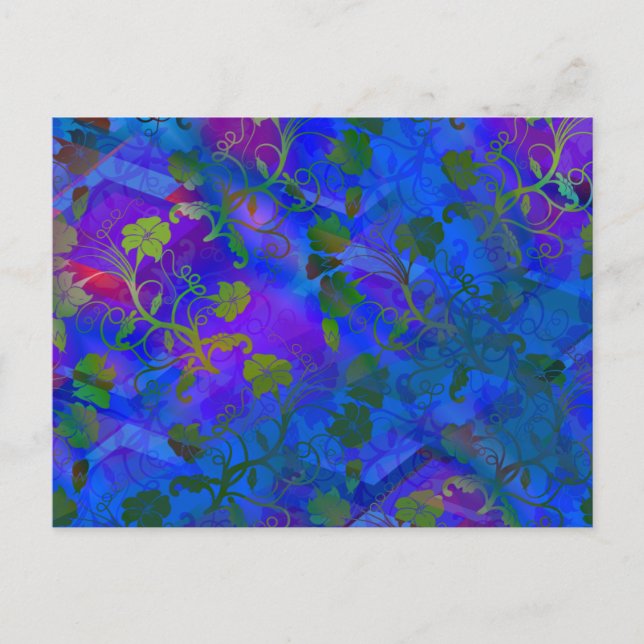 Blue Floral Abstract Postcard (Front)