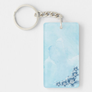 Blue Floral Acrylic Charm Key Ring