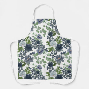 Blue Floral All-Over Print Apron