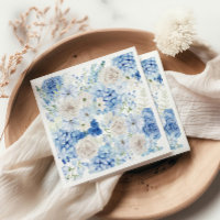 Blue Floral Allover Print Bridal Shower