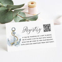 Blue Floral Anchor Baby Shower QR Code Registry