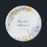 Blue Floral and Citrus Bridal Shower Tea Party Paper Plate<br><div class="desc">Transport yourself to an exquisite garden of elegance with our Elegant Blue Floral and Citrus Bridal Shower Tea Party Paper Plates, a celebration where sophistication meets the refreshing charm of citrusy delight. This design is a seamlessly blending the calming hues of blue with the vibrant energy of yellow lemons to...</div>