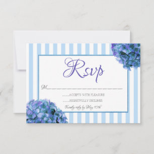 Blue Floral and Stripe RSVP Card