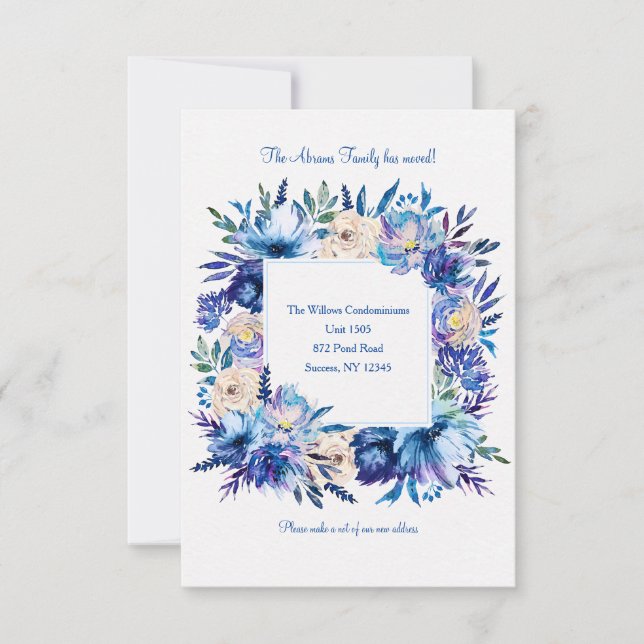 Blue Floral Announcement (Front)
