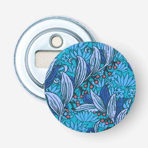 Blue Floral Antique Boho Modern Bottle Opener