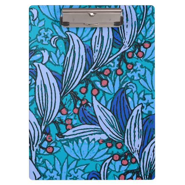 Blue Floral Antique Boho Modern Clipboard (Front)