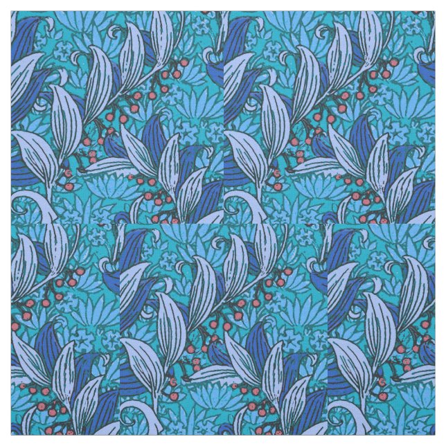 Blue Floral Antique Boho Modern Fabric (Swatch)