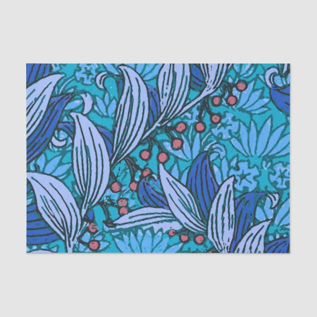 Blue Floral Antique Boho Modern Tissue Paper (Front)