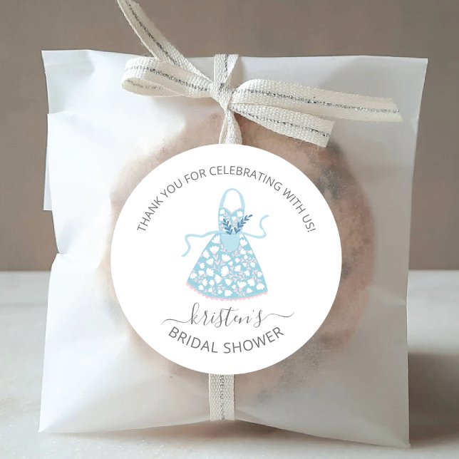 Blue Floral Apron Bridal Shower Envelope Seal (Creator Uploaded)