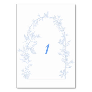 Blue Floral Arch Framed Wedding Table Number
