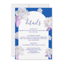 Blue Floral Arch Wedding Details Card