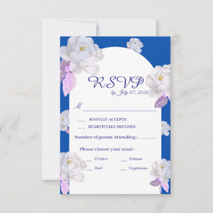 Blue Floral Arch Wedding RSVP Card