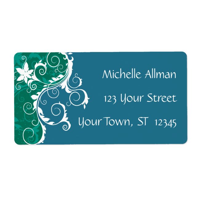 Blue Floral Avery Label (Front)