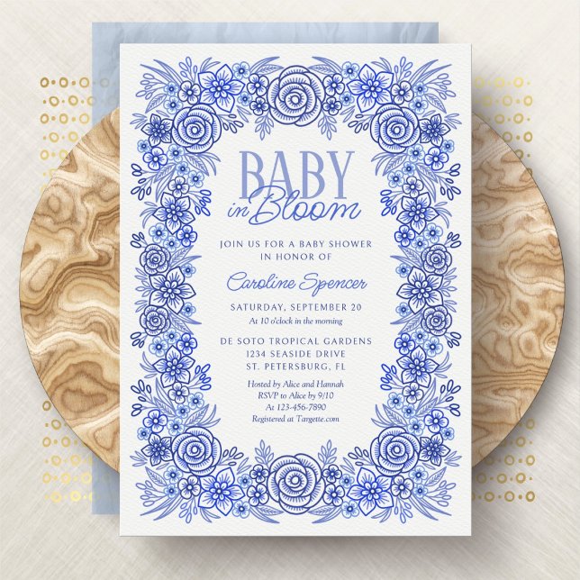 Blue Floral Baby Boy in Bloom Shower Invitation (Creator Uploaded)