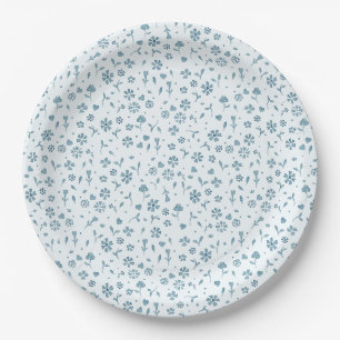 Blue Floral Baby in Bloom boy baby shower  Paper Plate