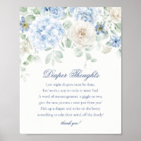 Blue Floral Baby in Bloom Diaper Thoughts Shower