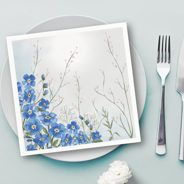 Blue Floral Baby in Bloom Shower  Napkin (Creator Uploaded)