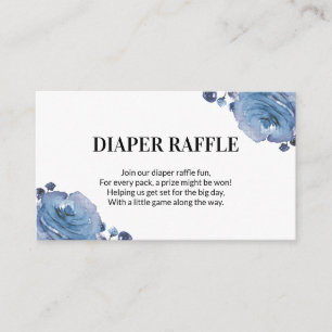 Blue Floral Baby Shower Diaper Raffle Enclosure Card