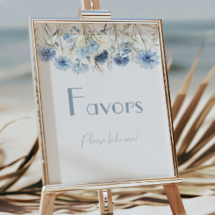 Blue Floral Baby Shower Favour Station Poster