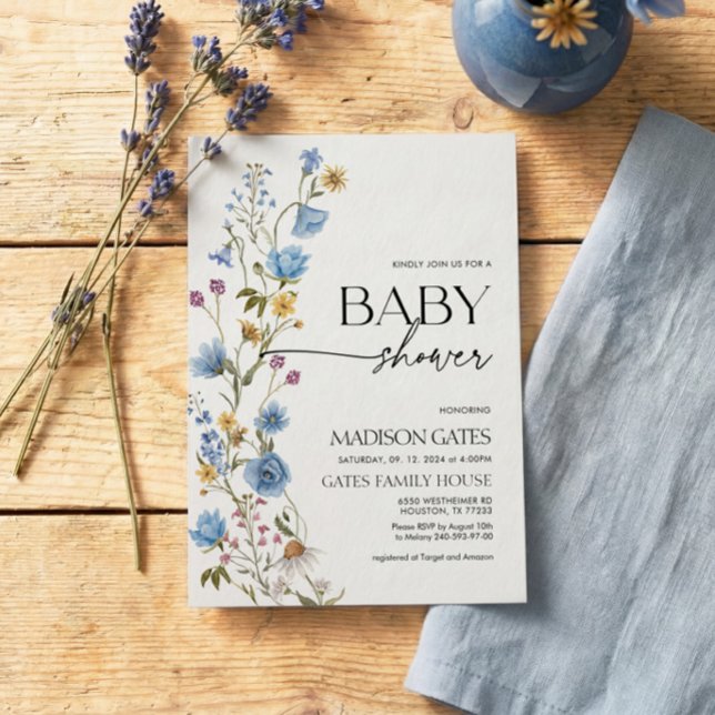 Blue Floral Baby Shower Invitation  (Creator Uploaded)