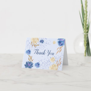 Blue Floral Baby Shower Thank You Card