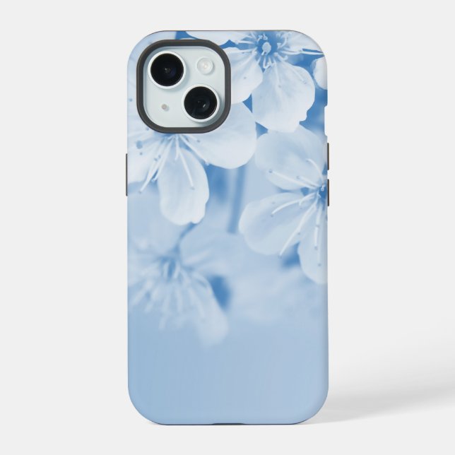 Blue floral background  iPhone 15 case (Back)