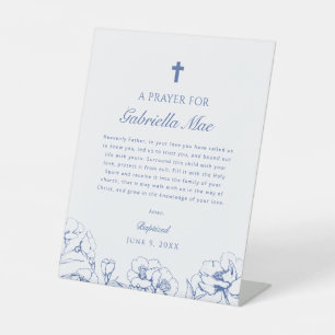 Blue Floral Baptised Prayer Pedestal Sign