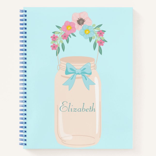 Blue floral beauty notebook (Front)