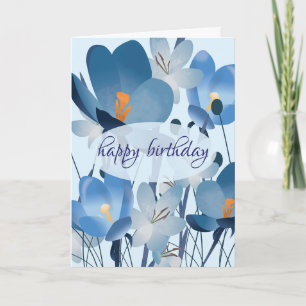 Blue Floral Birthday Card