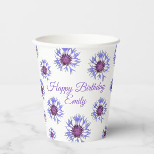 Blue Floral Birthday Party Cup