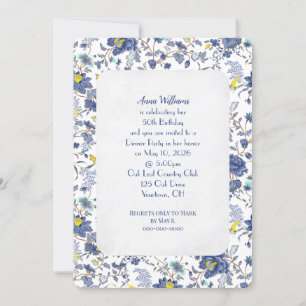 Blue Floral Birthday Party invite