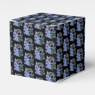 Blue Floral Black Sugar Skull Day Of The Dead Favour Box