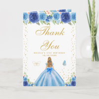 Blue Floral Blonde Hair Girl Birthday