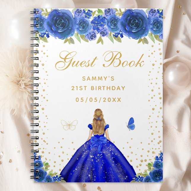 Blue Floral Blonde Hair Princess Guest Book (Creator Uploaded)