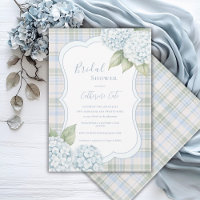 Blue Floral Blue Hydrangea Plaid Bridal Shower