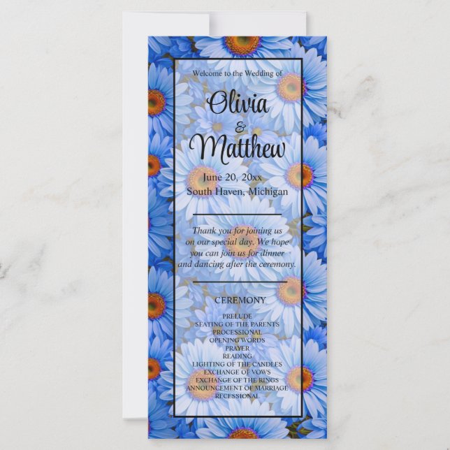 Blue floral blue sunflowers blue daisies pattern  (Front)