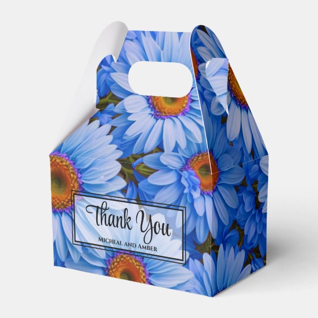 Blue floral blue sunflowers blue daisies pattern  favour box (Front Side)