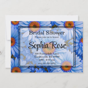 Blue floral blue sunflowers blue daisies pattern invitation
