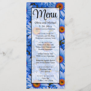 Blue floral blue sunflowers blue daisies pattern  menu