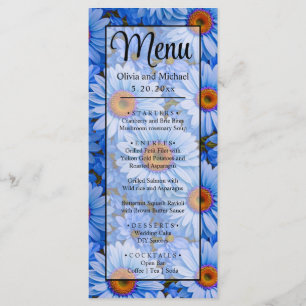 Blue floral blue sunflowers blue daisies pattern  menu