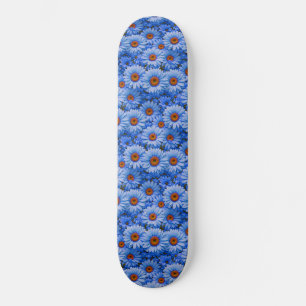 Blue floral blue sunflowers blue daisies pattern  skateboard