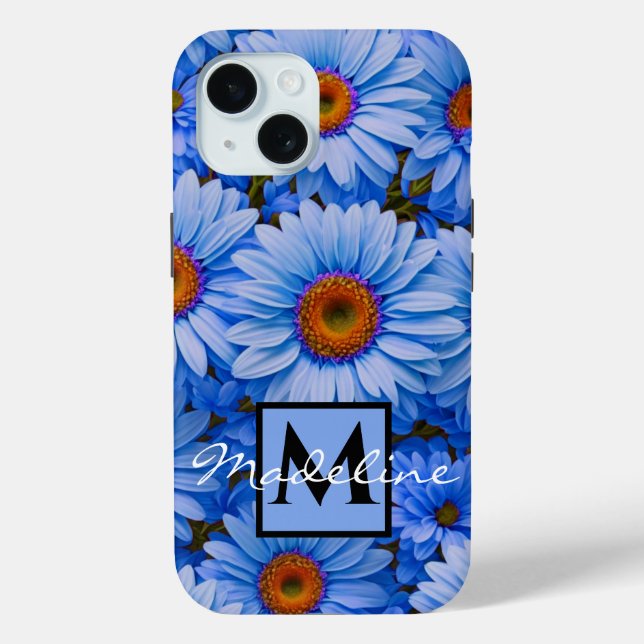 Blue floral blue sunflowers blue daisy personalise Case-Mate iPhone case (Back)