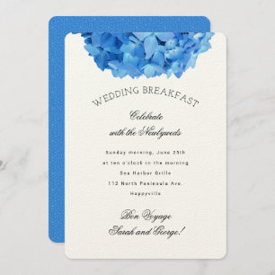 Blue Floral Bon Voyage Wedding Breakfast Invite