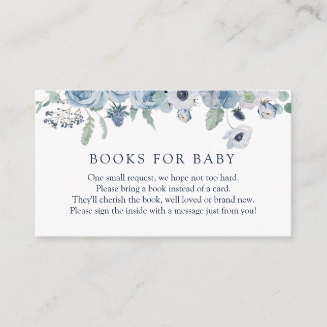 Blue Floral Books for Baby Enclosure Card (Front)