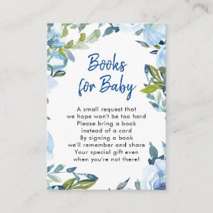 blue floral books for baby request card